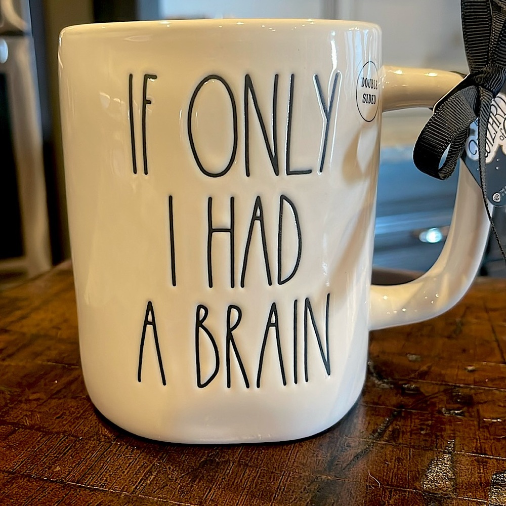 Rae Dunn Wizard of Oz IF ONLY I HAD A BRAIN double sided ceramic mug